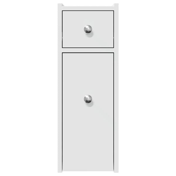 vidaXL Narrow Bathroom Cupboard with Wheels White Engineered Wood
