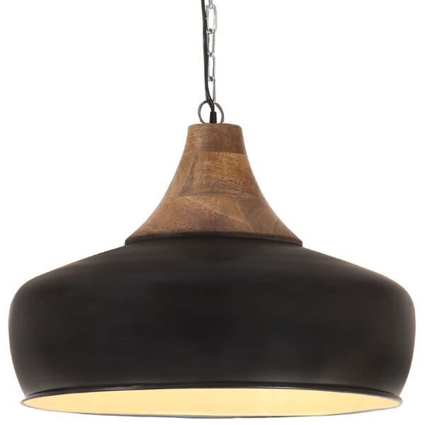 vidaXL Industrial Hanging Lamp Black Iron & Solid Wood 35 cm E27