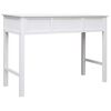 vidaXL Desk White 108x45x76 cm Solid Wood Paulownia