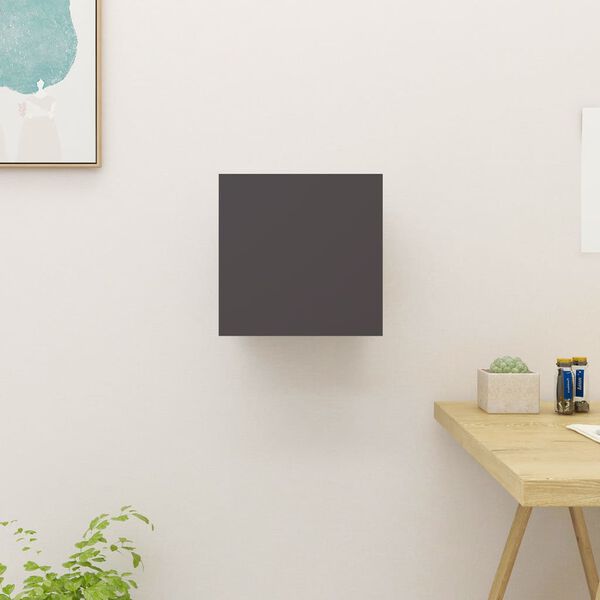vidaXL Wall Mounted TV Cabinet High Gloss Grey 30.5x30x30 cm