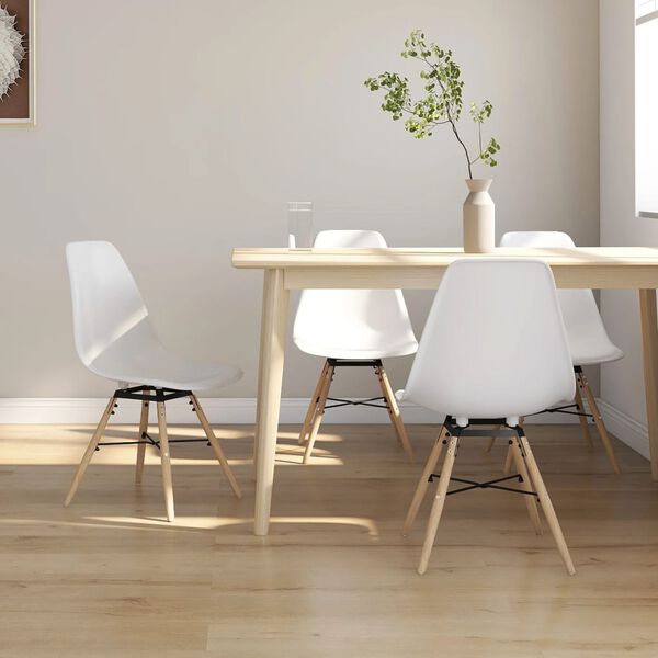 vidaXL Dining Chairs 4 pcs White PP