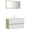 vidaXL Bathroom Furniture Set White and Sonoma Oak Engineered Wood