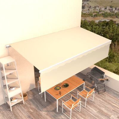 vidaXL Manual Retractable Awning with Blind 6x3m Cream