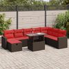 vidaXL 9 Piece Garden Sofa Set with Cushions Brown Poly Rattan Acacia