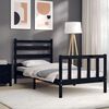 vidaXL Bed Frame without Mattress Black Small Single Solid Wood Pine