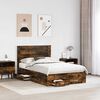 vidaXL Bed Frame with Drawer Smoked Oak 135 x 190 cm Engineered Wood
