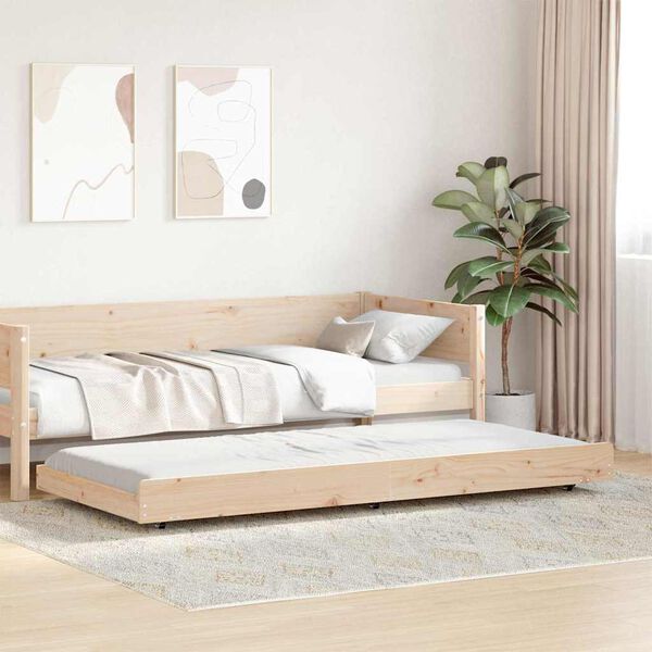 vidaXL Bed Frame Natural 75 x 190 cm Solid Pine Wood