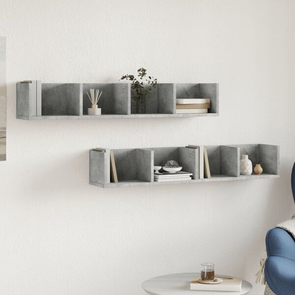 vidaXL Wall Cabinets 2 pcs Concrete Grey 99x18x16.5 cm Engineered Wood