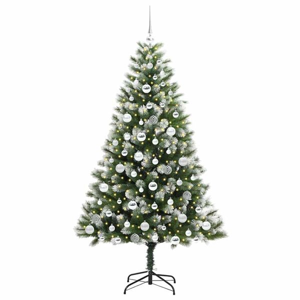 vidaXL Artificial Hinged Christmas Tree with Flocked Snow 180 cm