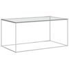 vidaXL Coffee Table Silver 90x50x43 cm Stainless Steel and Glass