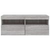 vidaXL TV Wall Cabinet with LED Lights Grey Sonoma 100x30x40 cm