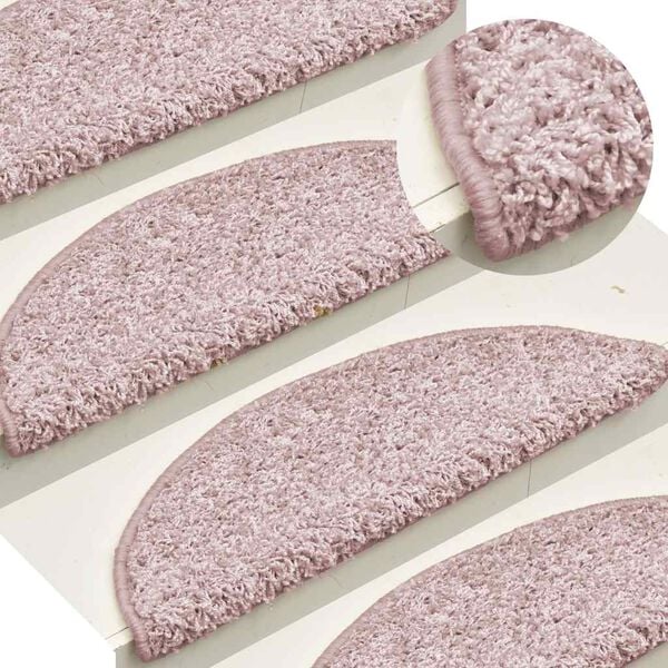 vidaXL Stair Mats 30 pcs 65x21x4 cm Light Pink Half Round Large