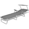 vidaXL Sun Lounger with Canopy Steel Grey