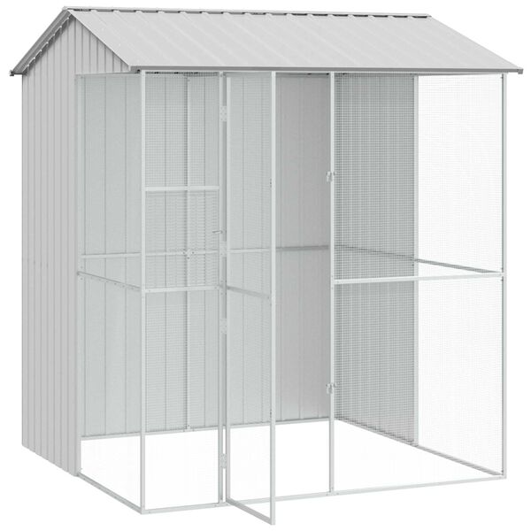 vidaXL Bird Cage with Storage Grey 215 x 210 x 247 cm Galvanised Steel