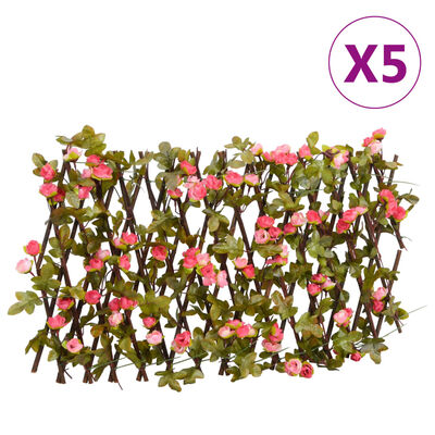 vidaXL Artificial Ivy Trellis Expandable 5 pcs Dark Pink 180x20 cm