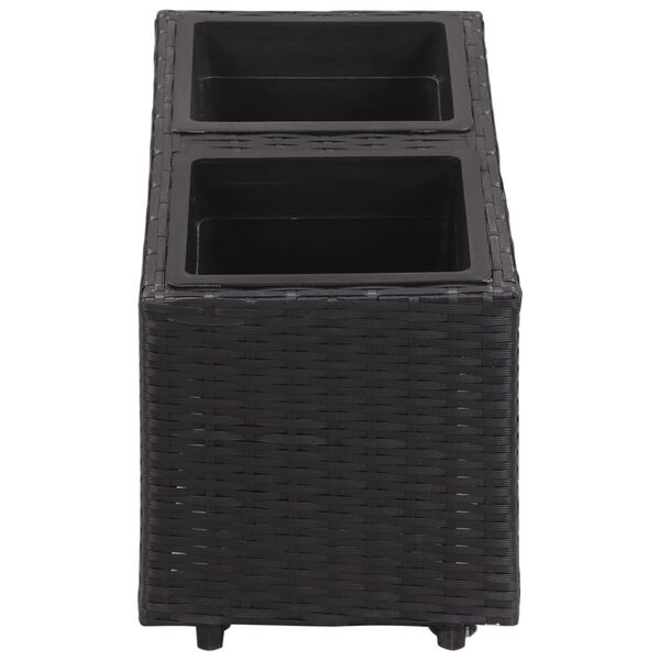 vidaXL Garden Raised Bed with 2 Pots 60x30x36 cm Poly Rattan Black