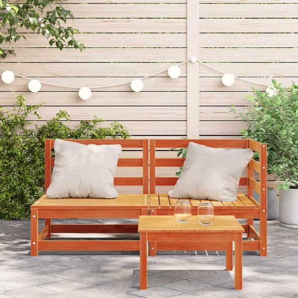 vidaXL Garden Sofa 2-Seater Wax Brown Solid Wood Pine
