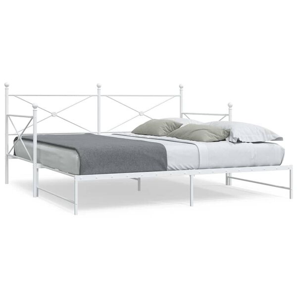 vidaXL Daybed with Trundle without Mattress White 100x190 cm Steel