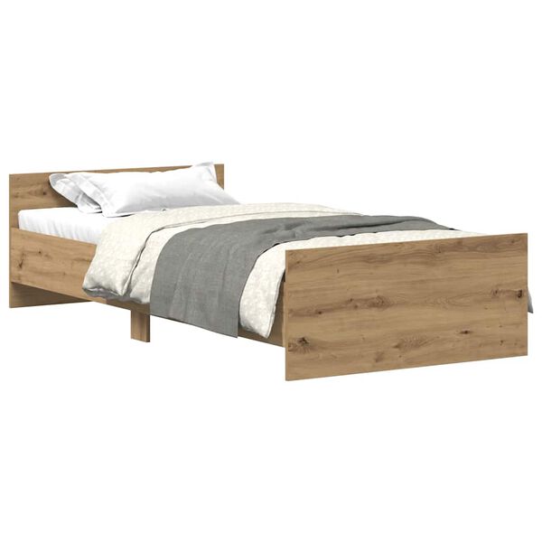 vidaXL Bed Frame without Mattress Artisan Oak 75x190 cm Engineered Wood