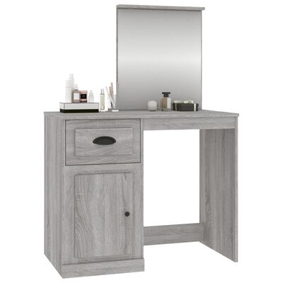 vidaXL Dressing Table with Mirror Grey Sonona 90x50x132.5 cm Engineered Wood