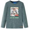 vidaXL Kids' T-shirt with Long Sleeves Dark Green Melange 140