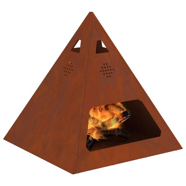 vidaXL Fire Pit Brown 50 x 50 x 51 cm Weathering Steel