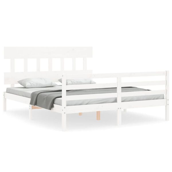 vidaXL Bed Frame without Mattress White 160x200 cm Solid Wood
