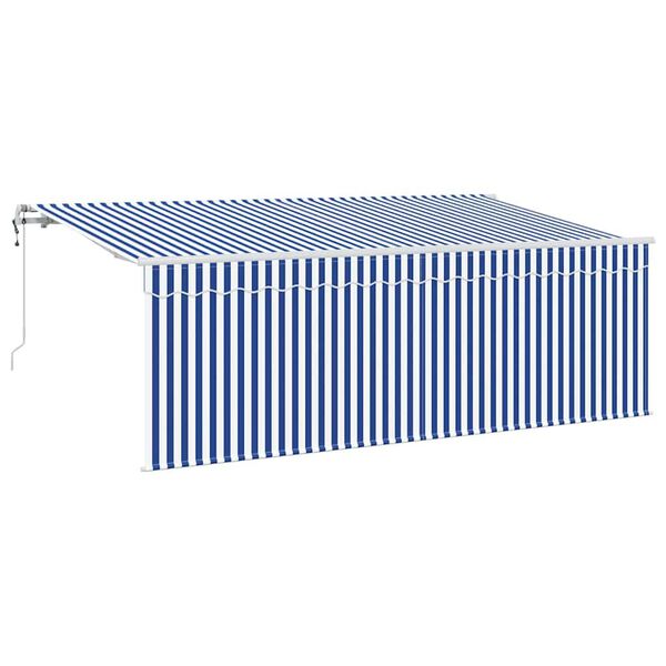 vidaXL Retractable Awning Blue and white 350 x 200 cm Fabric and metal