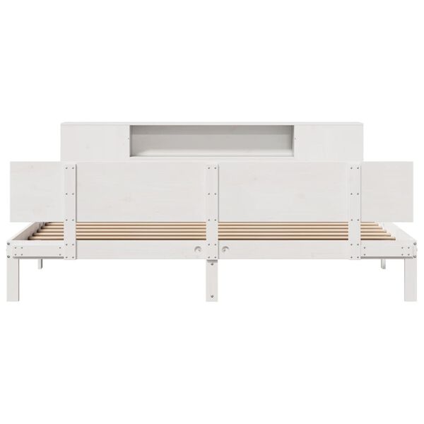 vidaXL Bookcase Bed without Mattress White 180x200 cm Super King Solid Wood Pine