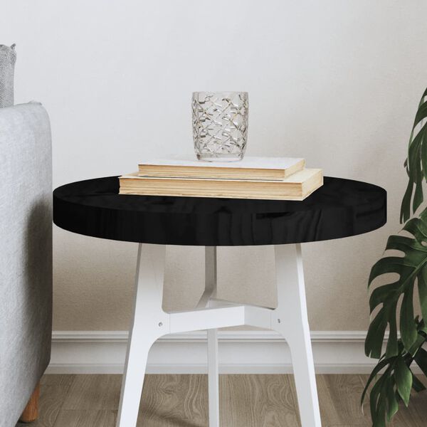 vidaXL Table Top Round Black &Oslash;40x3 cm Solid Wood Pine