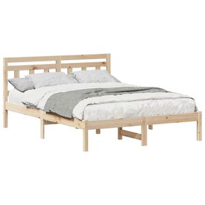 vidaXL Bed Frame Brown 135 x 190 cm Solid Pine Wood