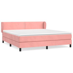 vidaXL Box Spring Bed with Mattress Pink 180x200 cm Velvet