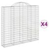 vidaXL Arched Gabion Baskets 4 pcs 200x30x180/200 cm Galvanised Iron