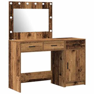 vidaXL Dressing Table with Mirror Lights 2 pcs Brown Engineered wood