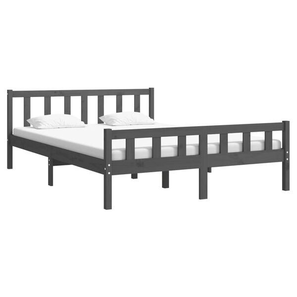 vidaXL Bed Frame without Mattress Grey Solid Wood 120x200 cm