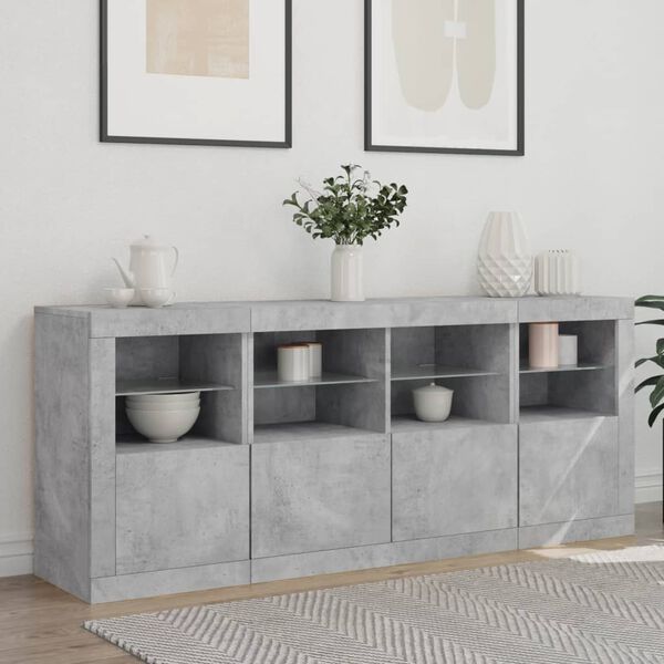 vidaXL Sideboard with LED Lights Concrete Grey 163x37x67 cm