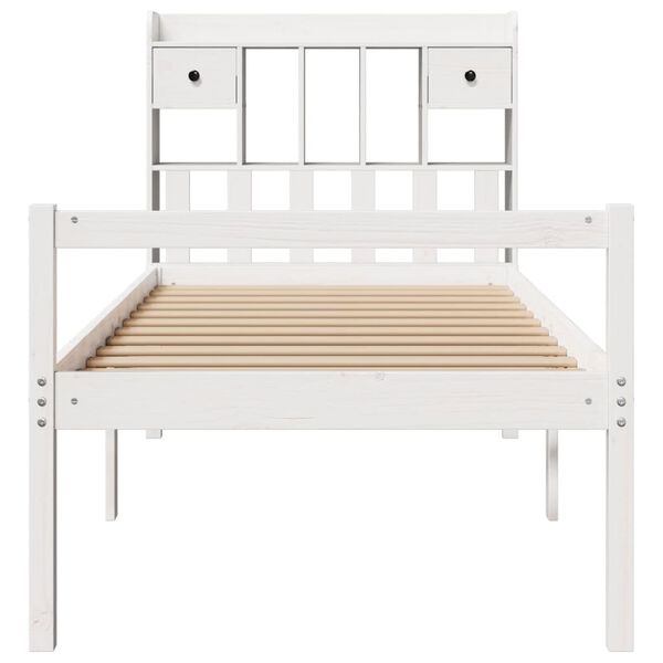 vidaXL Bookcase Bed without Mattress White 75x190 cm Small Single Solid Wood Pine