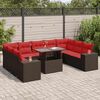 vidaXL 15 Piece Garden Sofa Set with Cushions Brown Poly Rattan Acacia