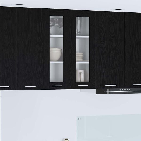 vidaXL Hanging Cabinet Black Oak 60 x 31 x 80 cm Engineered Wood