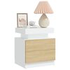 vidaXL Bedside Cabinet White and Sonoma Oak 45x35x52 cm Engineered Wood