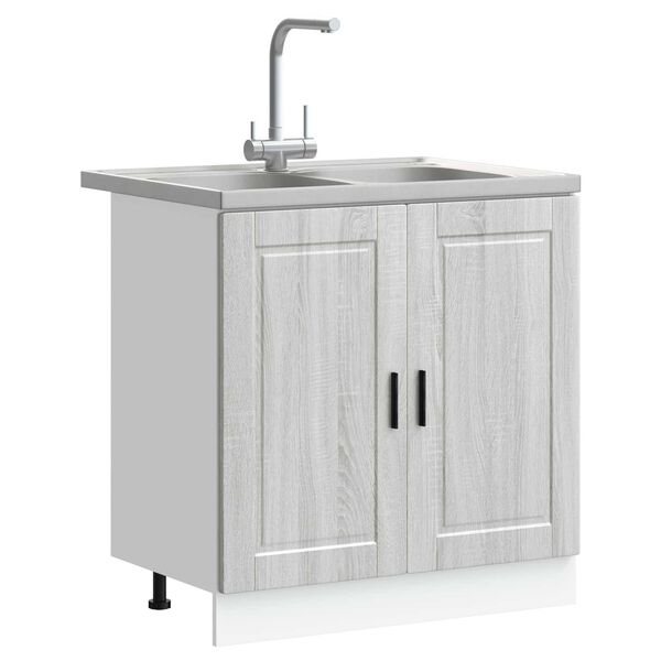 vidaXL Sink Base Cabinet with Storage Porto 2 pcs Grey Engineered wood