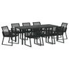 vidaXL Garden Dining Set 9 pcs Black Powder-Coated Steel