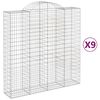 vidaXL Arched Gabion Baskets 9 pcs 200x50x200/220 cm Galvanised Iron