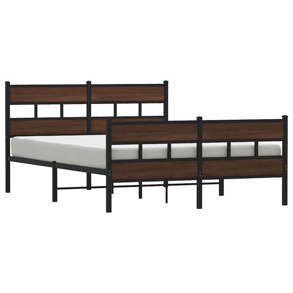 vidaXL Metal Bed Frame without Mattress Brown Oak 160x200 cm