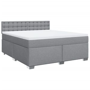 vidaXL Box Spring Bed with Mattress Light Grey 180x200 cm Fabric