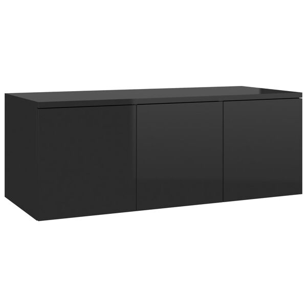 vidaXL TV Cabinet High Gloss Black 80x34x30 cm Engineered Wood