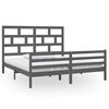 vidaXL Bed Frame without Mattress Grey Solid Wood Super King Size