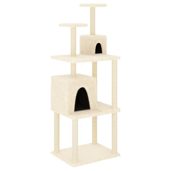 vidaXL Cat Tree with Sisal Scratching Posts Cream 167 cm