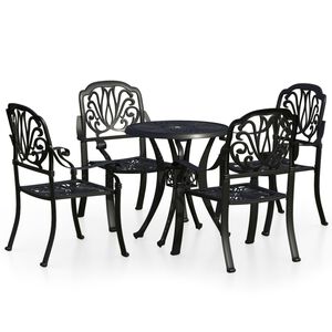 vidaXL 5 Piece Bistro Set Cast Aluminium Black