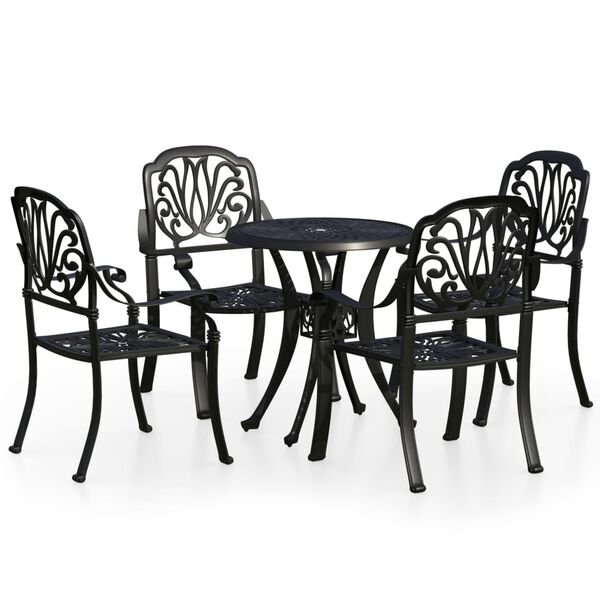 vidaXL 5 Piece Bistro Set Cast Aluminium Black